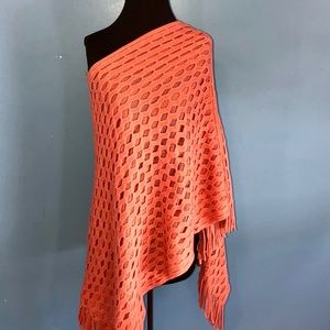 Peach knit poncho
